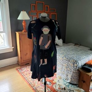 Adorable blue summer dress tunic with graphic NEW